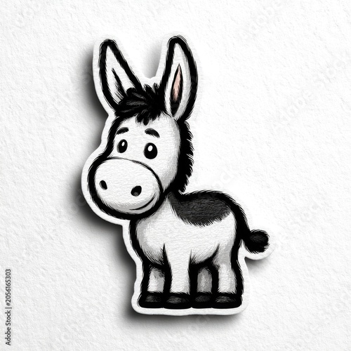 Cute donkey doodle illustrations in hand drawn sketch style