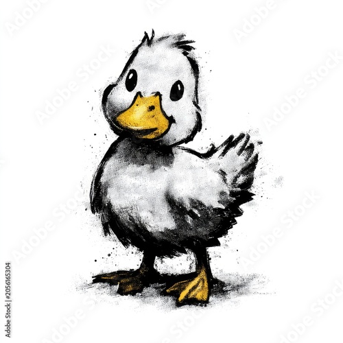 Cute duck doodle illustrations in hand drawn sticker style