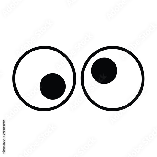 Googly Eyes Illustration Black and White Vector