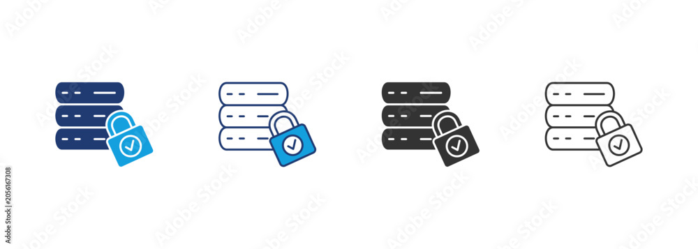 Fototapeta premium Data Security Icon Set Multiple Style Collection