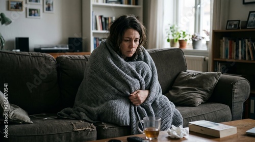 Woman in silence expressing loneliness, sadness, and emotional withdrawal at home. Concept depression, mental health, anxiety, isolation, emotional wellness, teenage psychology. Generative AI.