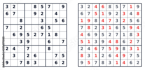 Photos Sudoku puzzle 9x9 easy for adults printable with answers A4