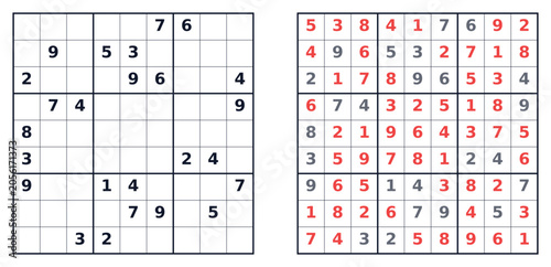 Sudoku puzzle 9x9 expert level for adults printable with answers A4