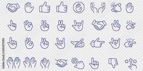 Photos Hand thin line icons set
