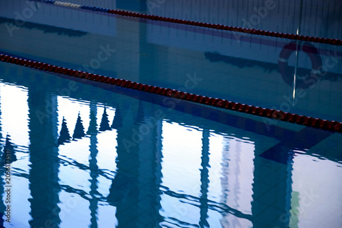 Reflections in Swimming Pool at a Sports School in the Morning