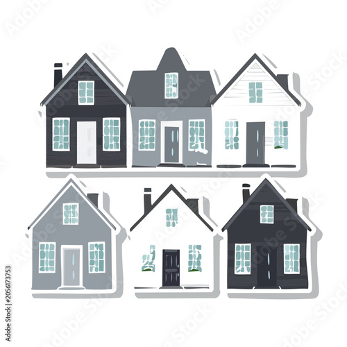 Flat design vector houses grid layout