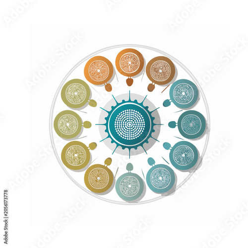 Flat design vector of interconnected gears