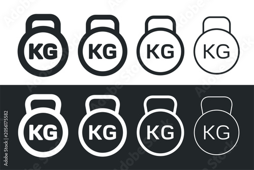 A weight or kettlebell icon. Symbols of kilograms, kg or tonnes. Symbols of great weight, force, or ponderosity. Attributes of a crane, hoist. A trapezoidal or industrial kettlebell.