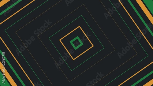 Abstract Juneteenth background video 4K with expanding red, green and gold geometric shapes.