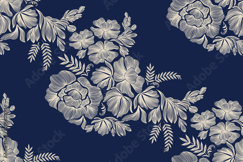 Fotografía Vintage floral ethnic tapestry modern embroidery texture boho design vector illu