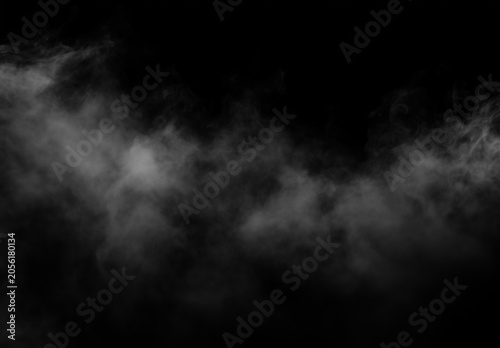 Foto White fog overlay on black background, realistic low smoke effect with soft mist and dark atmospheric look for cinematic poster, stage scene, horror design or photo composition