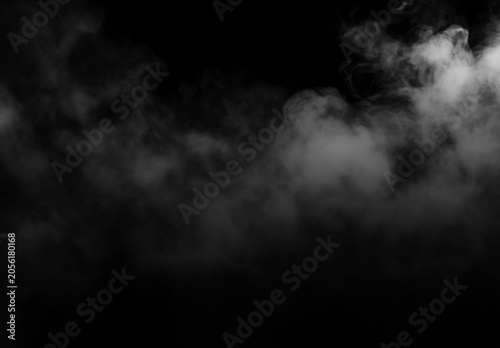 Photos White fog overlay on black background, realistic low smoke effect with soft mist and dark atmospheric look for cinematic poster, stage scene, horror design or photo composition