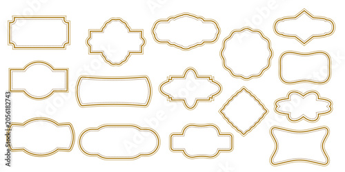 Canvastavla A set of vintage frames on a white background
