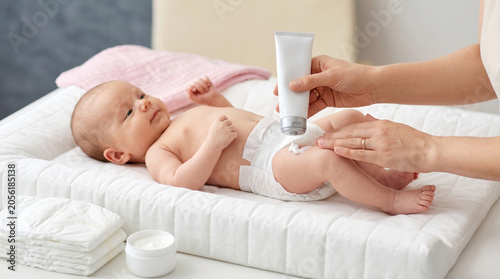 Diaper change for newborn baby care and hygiene