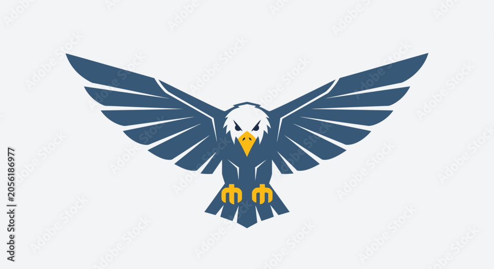 Fototapeta premium Detailed bald eagle illustration with outspread wings.