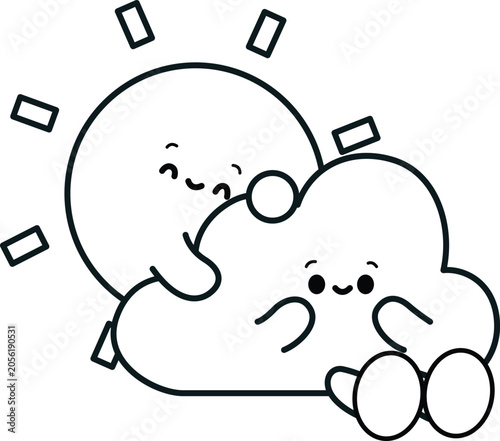 a vector of weathers icon in cute black and white coloring
