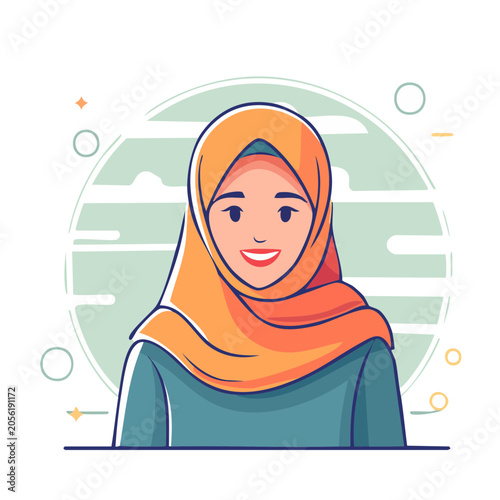 Smiling woman cartoon portrait bust
