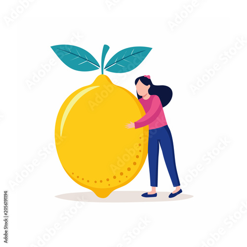 Woman holding yellow balloon with sun