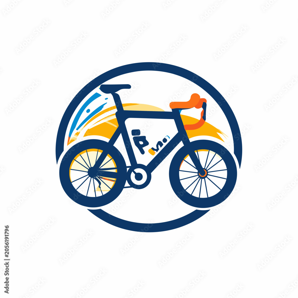 Fototapeta premium Modern bicycle icon design within blue circular frame.