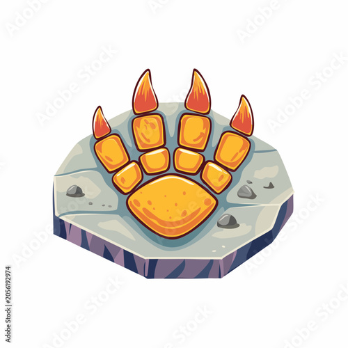 Stylized Dinosaur Paw Print on Rocky Terrain