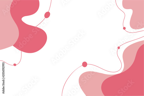 Minimalist white space with flowing pink organic shapes and connecting lines creating a modern backdrop