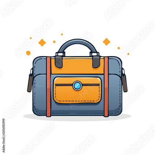 Stylized Illustration of a Blue and Orange Briefcase