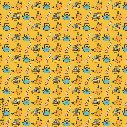 Minimalist Kitchen Tools Vector Pattern for Wallpaper and Fabric	