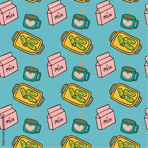 3D Seamless Pattern Minimalist Kitchen Utensils 
