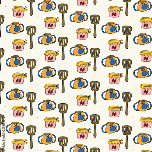 Minimalist Kitchen Tools Vector Pattern for Wallpaper and Fabric