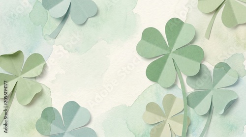 Vintage Watercolor Journal, Rustic Watercolor Stationery, Boho Journal Paper, Paper Cut Four Leaf Clover Pattern Design