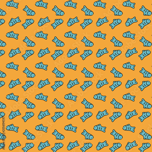 Fish Vector Pattern Colorful Cartoon, Nautical Seamless Background