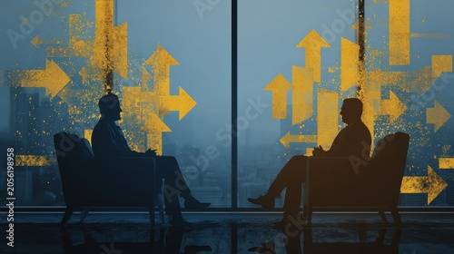 Two Business People Discuss Future Directions in Office Setting