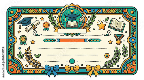 Certificate Template With Colorful Design Elements.
