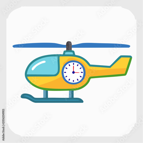 Cartoon Helicopter with Clock Face
