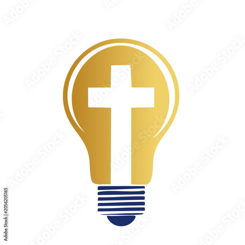 Christian Cross inside a Light Bulb Icon