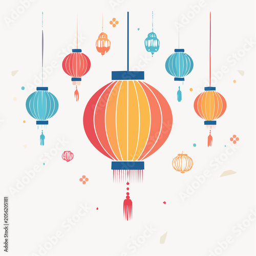 Colorful Hanging Lanterns Illustration
