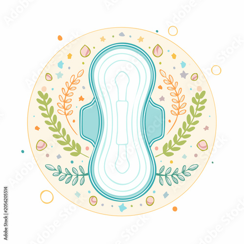 Sanitary Pad with Floral and Leafy Decorations