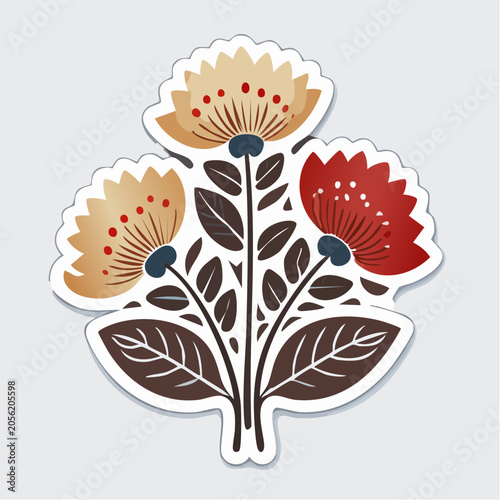 Stylized Folk Art Floral Arrangement