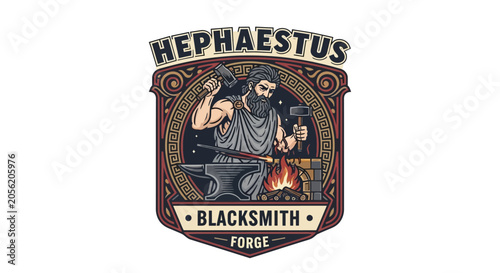 Bild auf Leinwand Hephaestus Blacksmith Working at Forge.