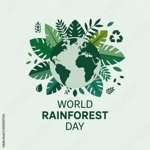 World Rainforest Day, isolated on white background.