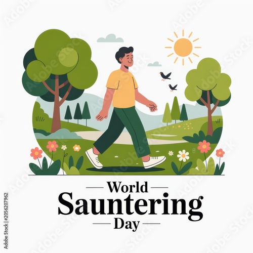 World Sauntering Day, isolated on white background.