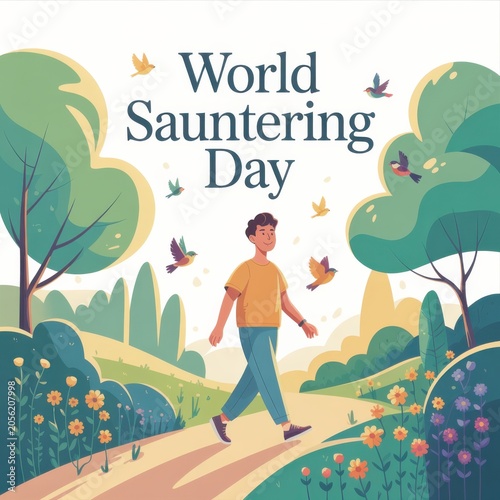 World Sauntering Day, isolated on white background.