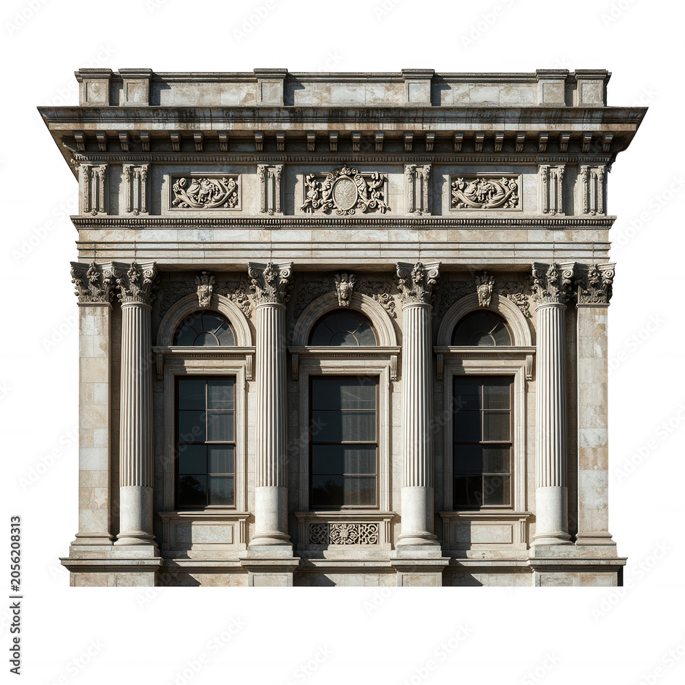Obraz premium Classical Building Facade Isolated Transparent Background