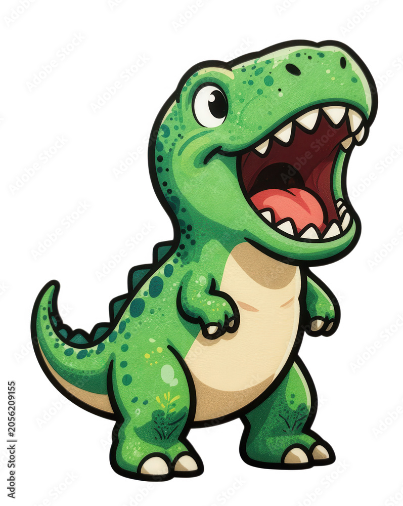 Fototapeta premium Green Cartoon Dinosaur Transparent Background