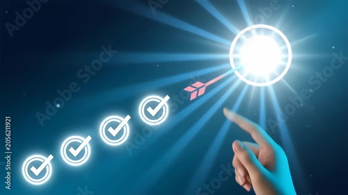 Achievement Success Concept with Hand Reaching Target and Flying Arrow Video