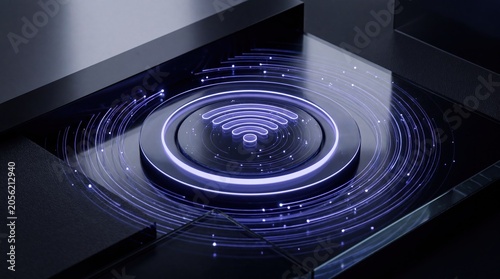 wireless connectivity symbol glowing in modern technology setting with digital effects