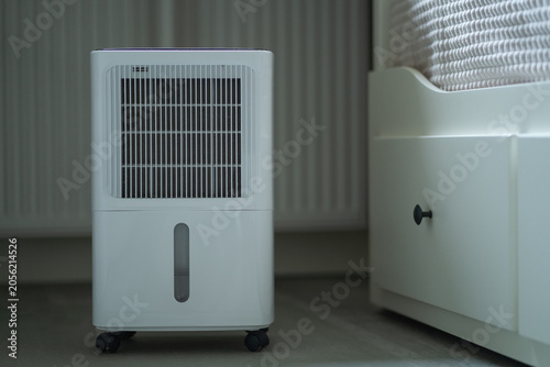 Картината върху платно An air dehumidifier runs in a child’s room, fighting dampness and preventing mold-triggered allergies for healthier indoor air