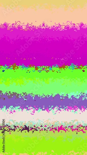 Abstract pixel art colorful vertical video. Manga Mosaic Animation. Abstract speed of geometric shapes moving in pixelated style animation. Moving stripes in pixelated style
