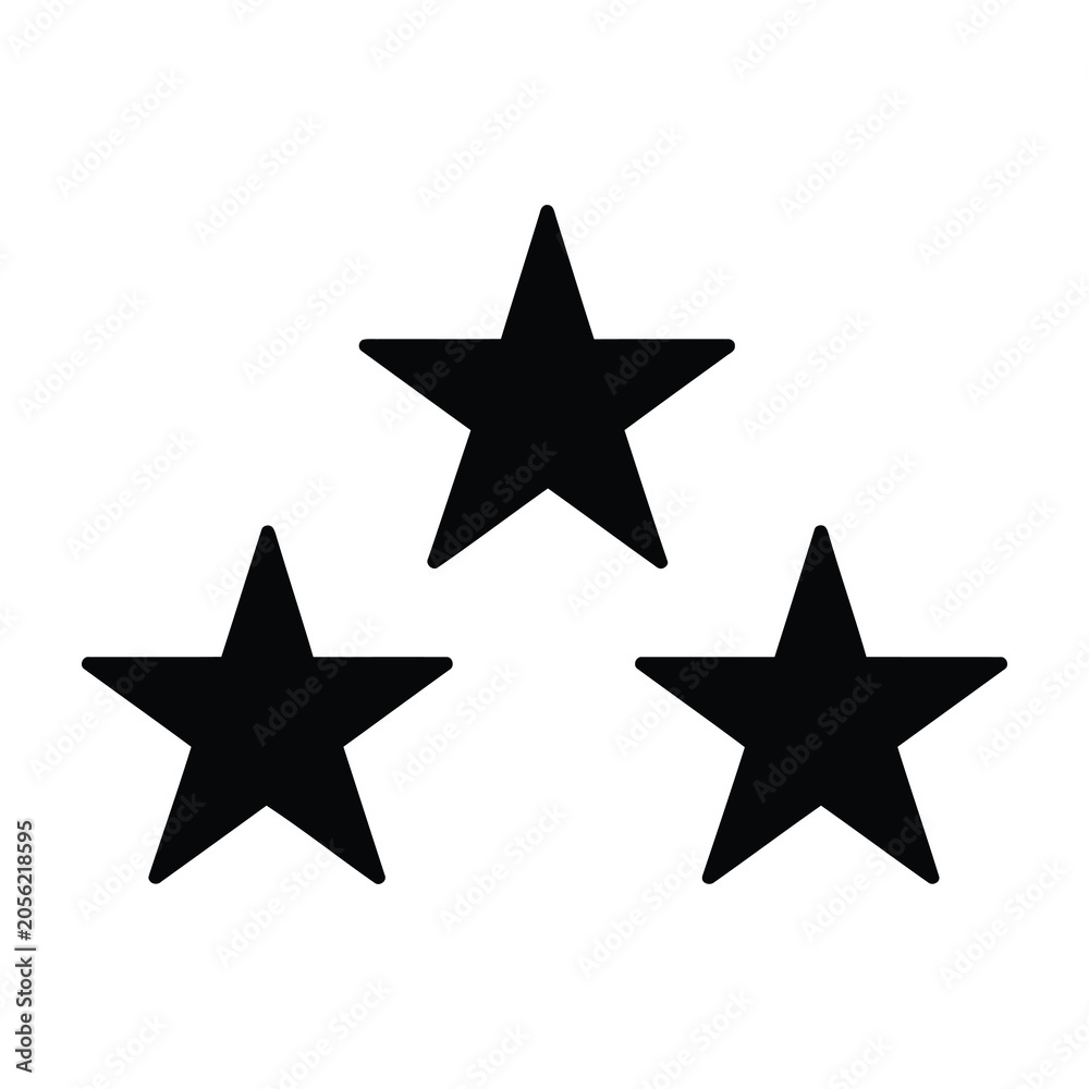 Obraz premium Three Black Stars Icon Isolated on White Background Minimalist Shape Symbolism