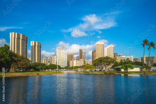 cityscape of honolulu in oahu island, hawaii, us